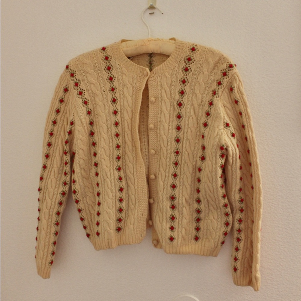 Vintage Embroidered Roses Sweater